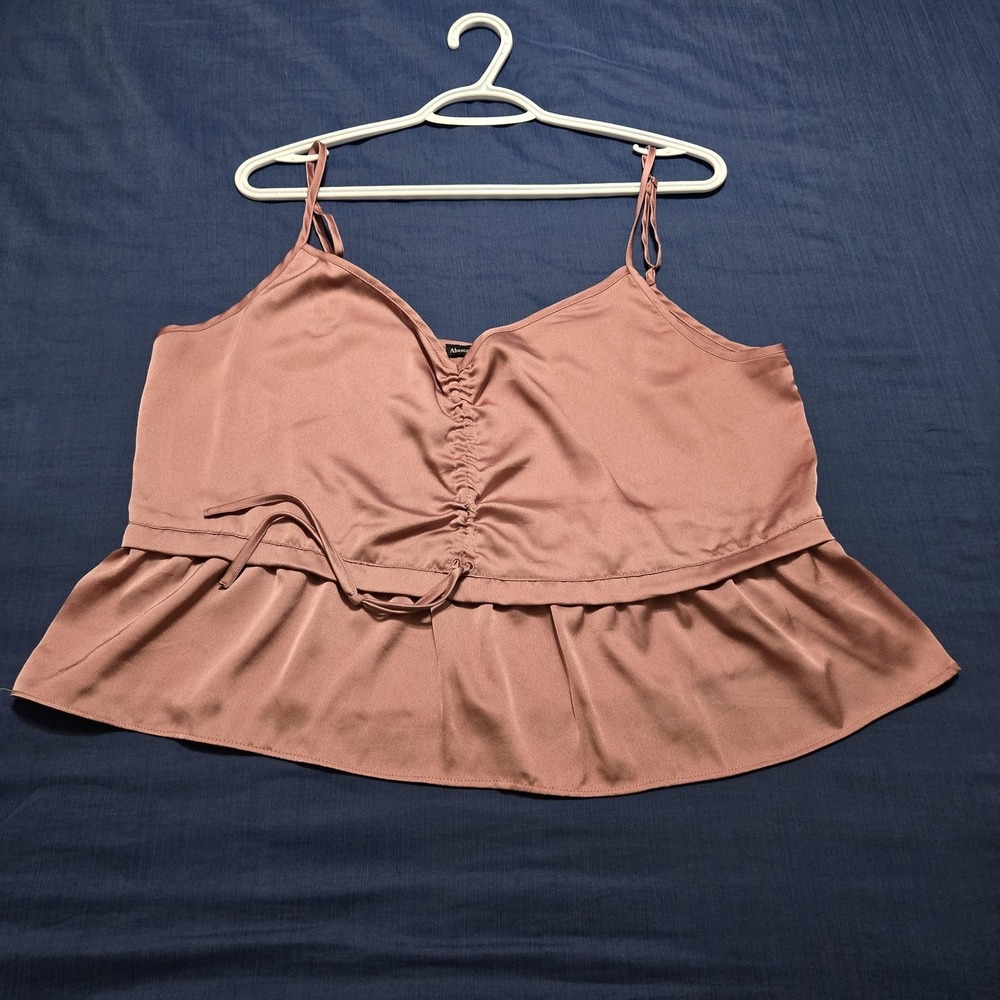 Abercrombie & Fitch Tank Top Womens XL Pink Satin Ruffle Peplum Camisole Strappy